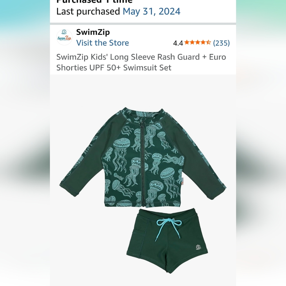 Kids Swim Rashguard Set - Teal